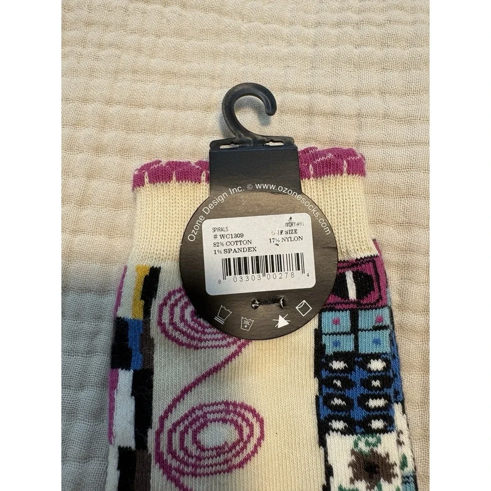 Ozone Men's Crew Socks One Size Colorful Circles Waves Spiral NEW